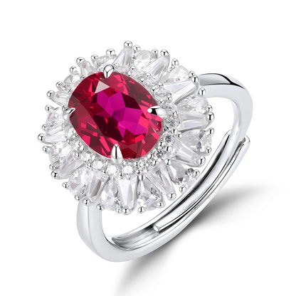 3-Carat Lab Sapphire & Emerald Oval Ring Set - 925 Silver - Dapaza