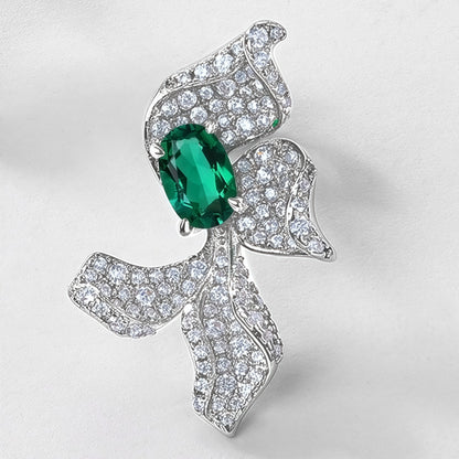 Premium Sculpted Bloom: 3D Floral Lab-Grown Emerald Earrings | 925 Silver