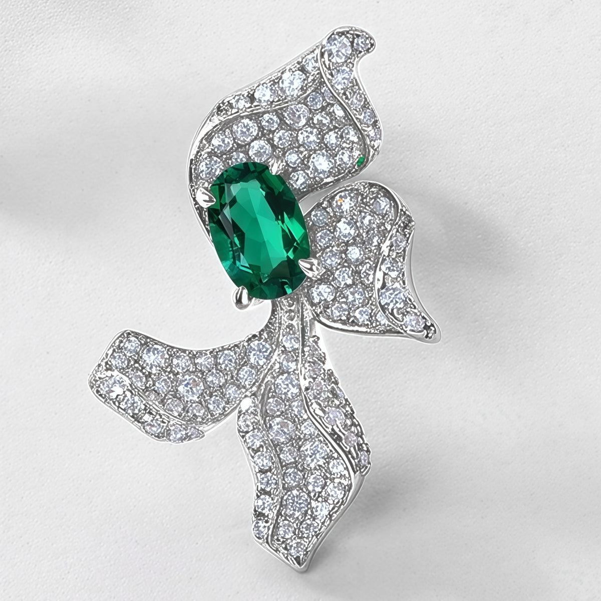 Premium Sculpted Bloom: 3D Floral Lab-Grown Emerald Earrings | 925 Silver