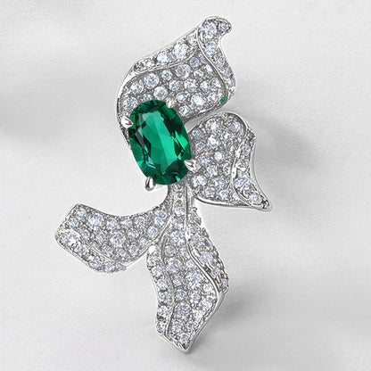 Premium Sculpted Bloom: 3D Floral Lab-Grown Emerald Earrings | 925 Silver