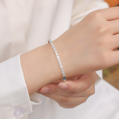 2.7ctw Round Brilliant Cut Lab Grown Diamond Classic Pavé Bangle in Solid PT950 Platinum