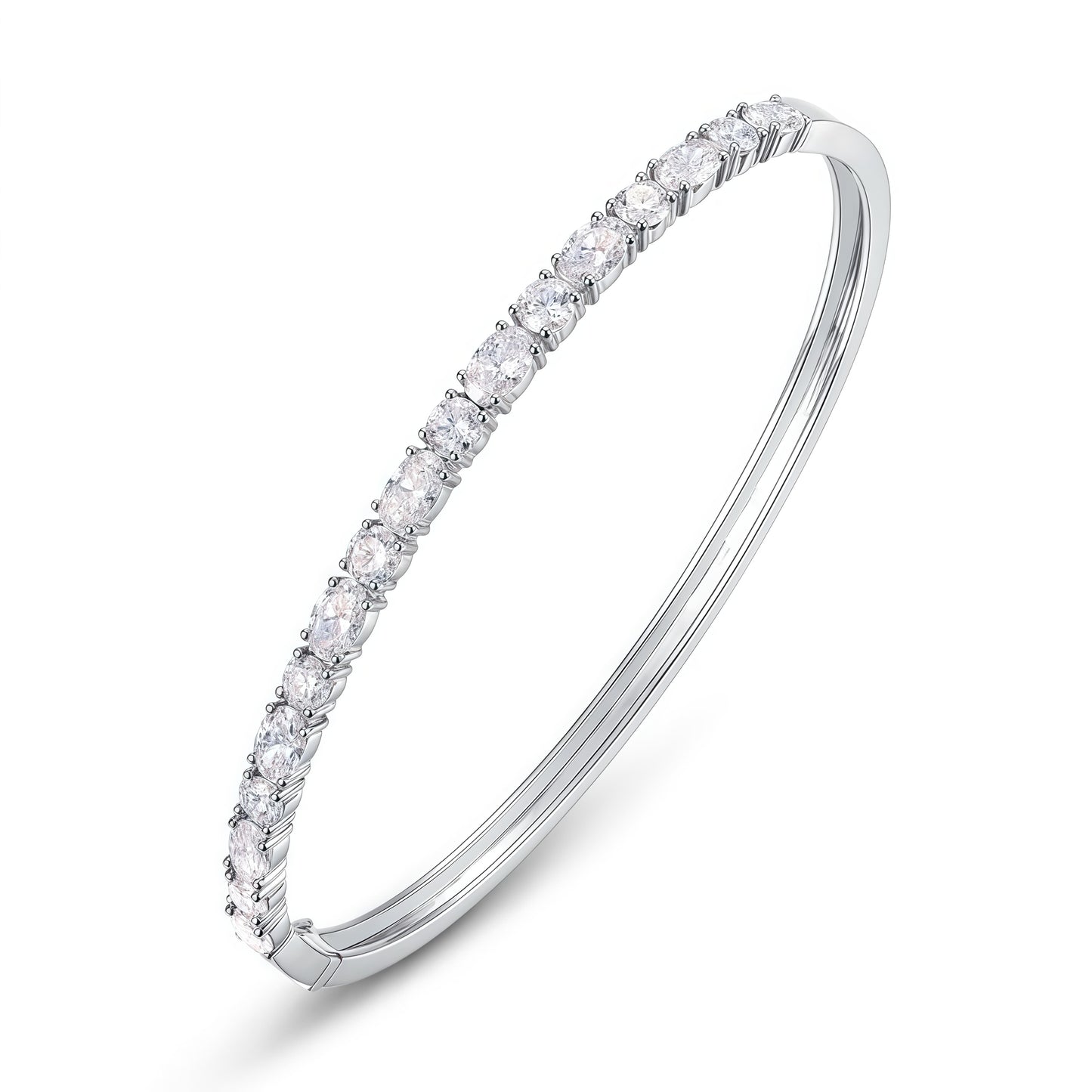 2.7ctw Round Brilliant Cut Lab Grown Diamond Classic Pavé Bangle in Solid PT950 Platinum