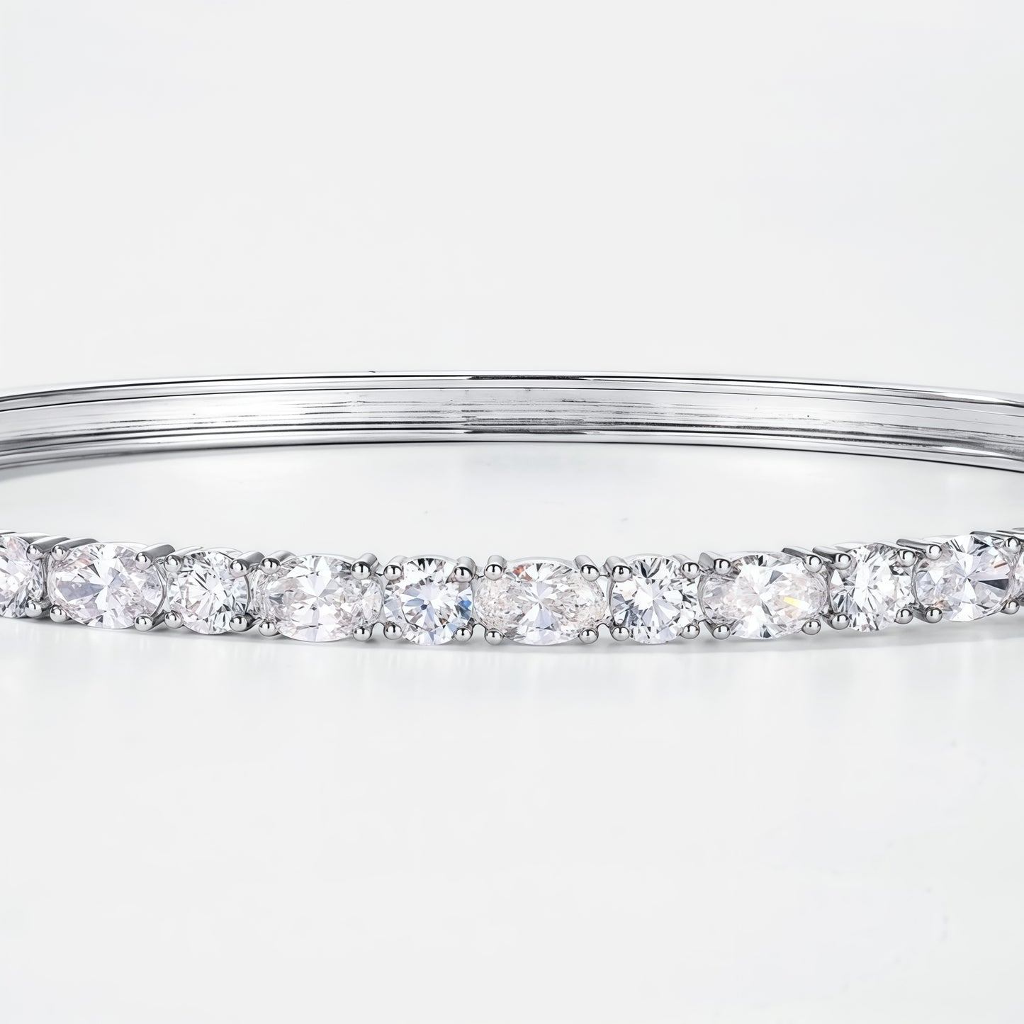 2.7ctw Round Brilliant Cut Lab Grown Diamond Classic Pavé Bangle in Solid PT950 Platinum