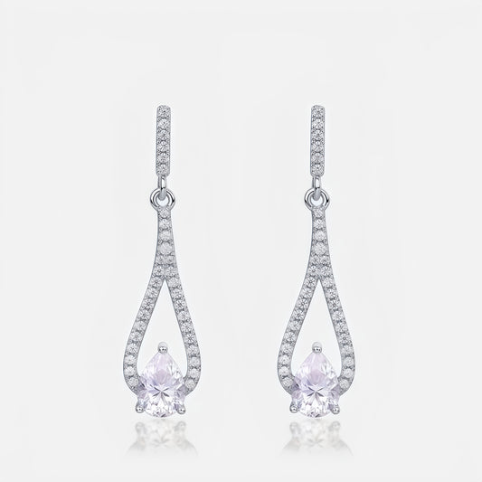 1.41CT Pear Cut Moissanite Drop Earrings - S925 Sterling Silver Long Dangle Earrings