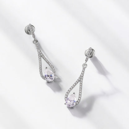 1.41CT Pear Cut Moissanite Drop Earrings - S925 Sterling Silver Long Dangle Earrings