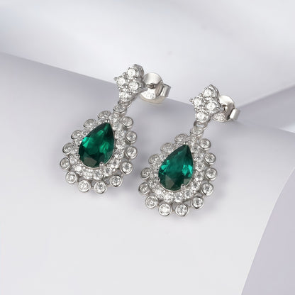 Premium Statement Geometric Lab-Grown Emerald & Ruby Shield Studs | 925 Silver