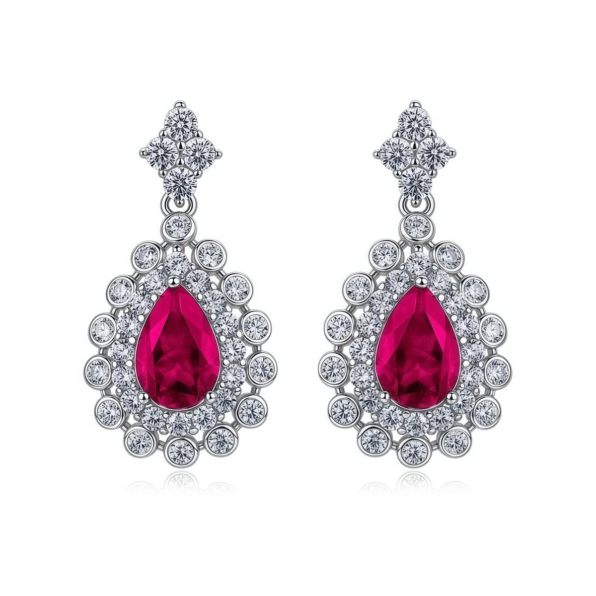 Premium Statement Geometric Lab-Grown Emerald & Ruby Shield Studs | 925 Silver