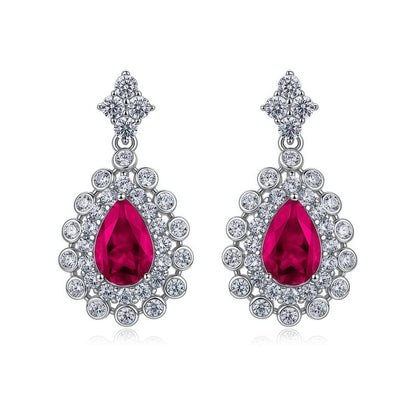 Premium Statement Geometric Lab-Grown Emerald & Ruby Shield Studs | 925 Silver