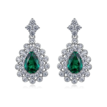Premium Statement Geometric Lab-Grown Emerald & Ruby Shield Studs | 925 Silver