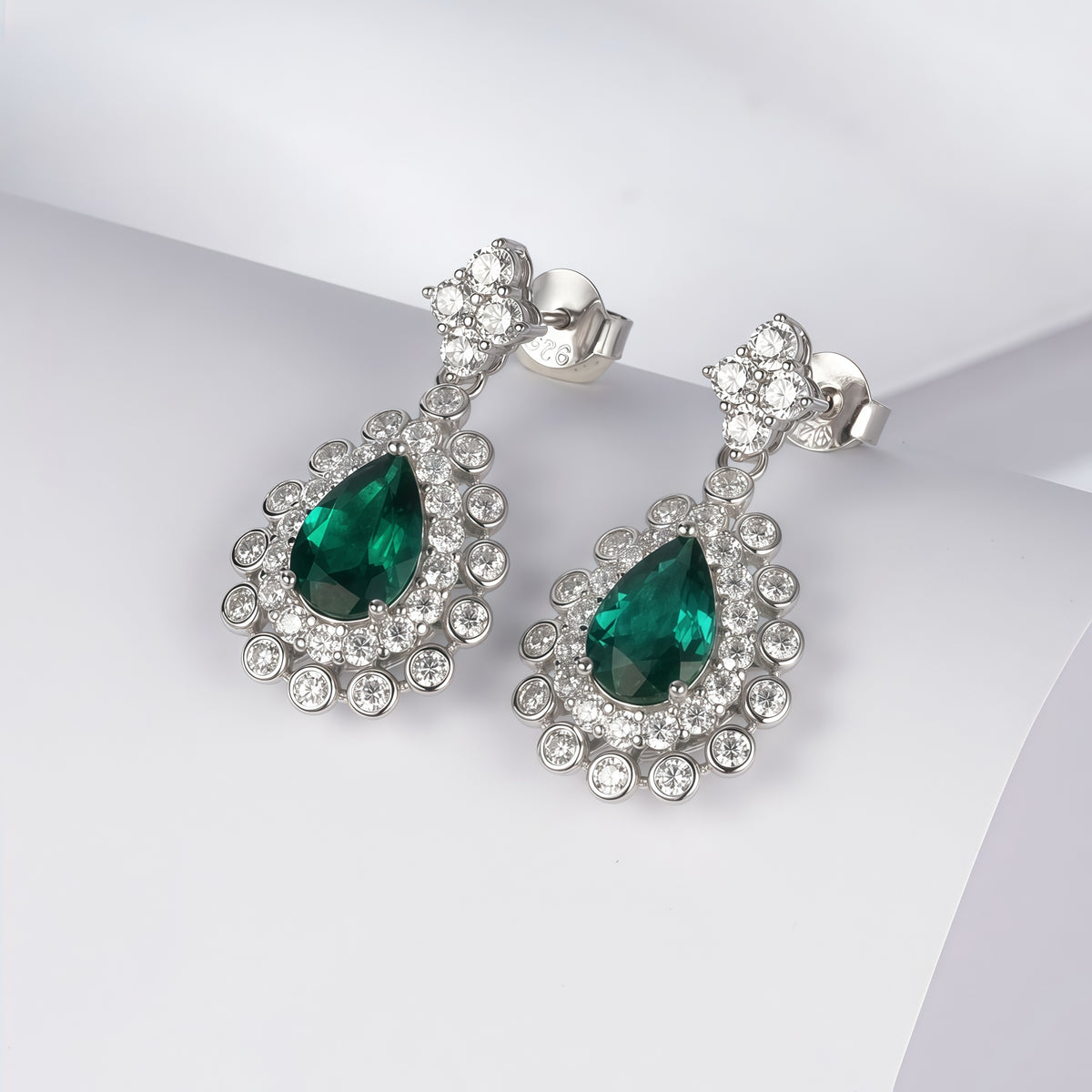 Premium Statement Geometric Lab-Grown Emerald & Ruby Shield Studs | 925 Silver