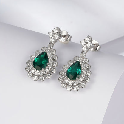 Premium Statement Geometric Lab-Grown Emerald & Ruby Shield Studs | 925 Silver