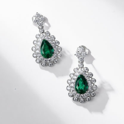 Premium Statement Geometric Lab-Grown Emerald & Ruby Shield Studs | 925 Silver
