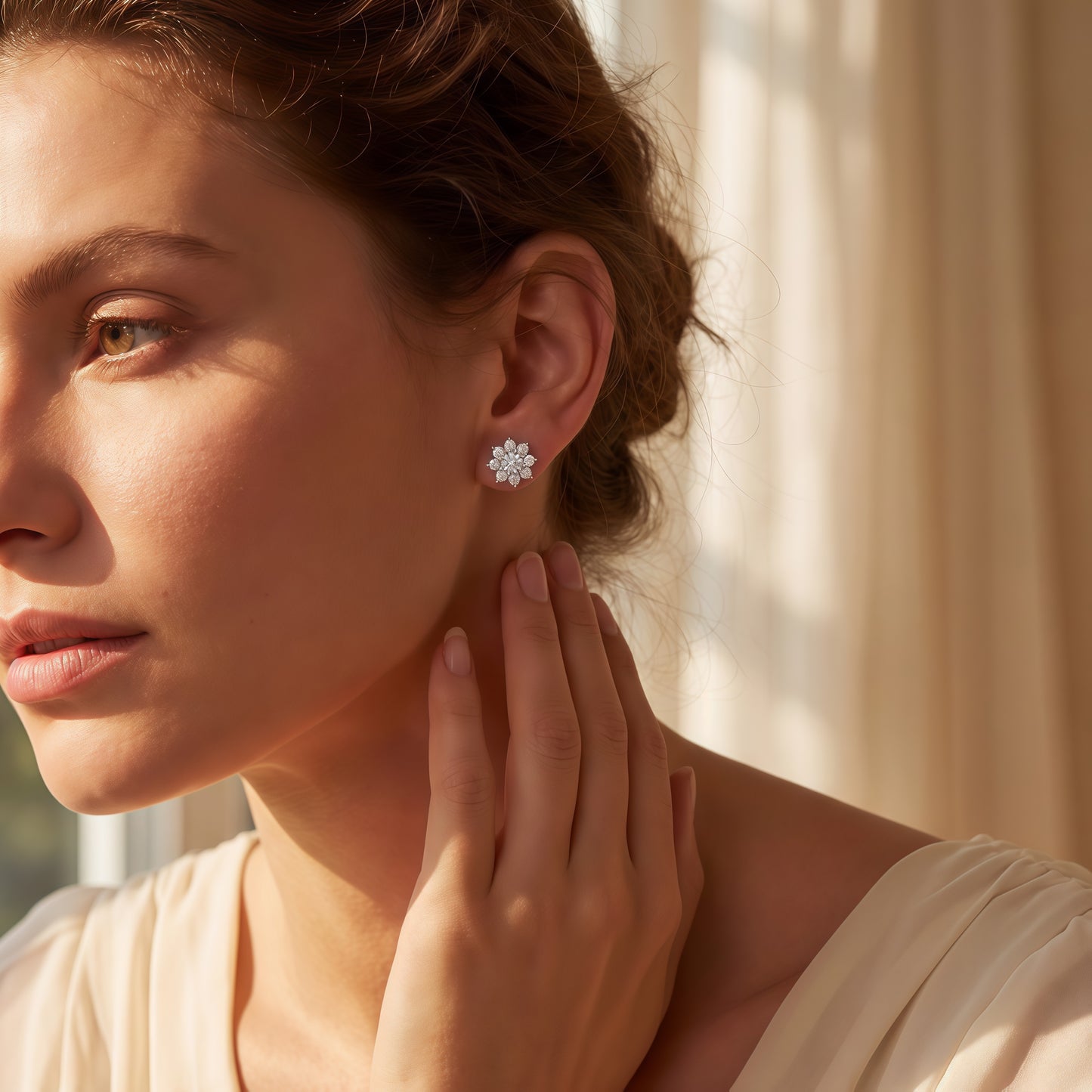 Sunflower 3.68ctw HPHT Round Lab Diamond Studs - S925 - Dapaza