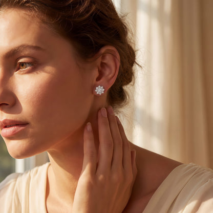Sunflower 3.68ctw HPHT Round Lab Diamond Studs - S925 - Dapaza