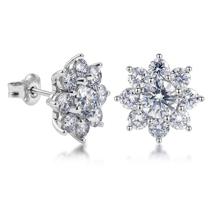 Sunflower 3.68ctw HPHT Round Lab Diamond Studs - S925 - Dapaza