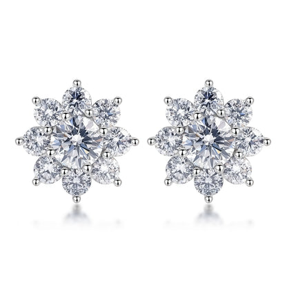 Sunflower 3.68ctw HPHT Round Lab Diamond Studs - S925 - Dapaza