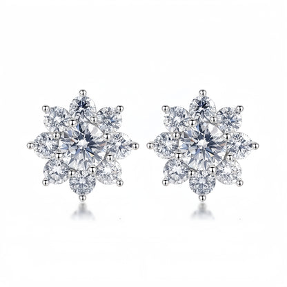 Sunflower 3.68ctw HPHT Round Lab Diamond Studs - S925 - Dapaza