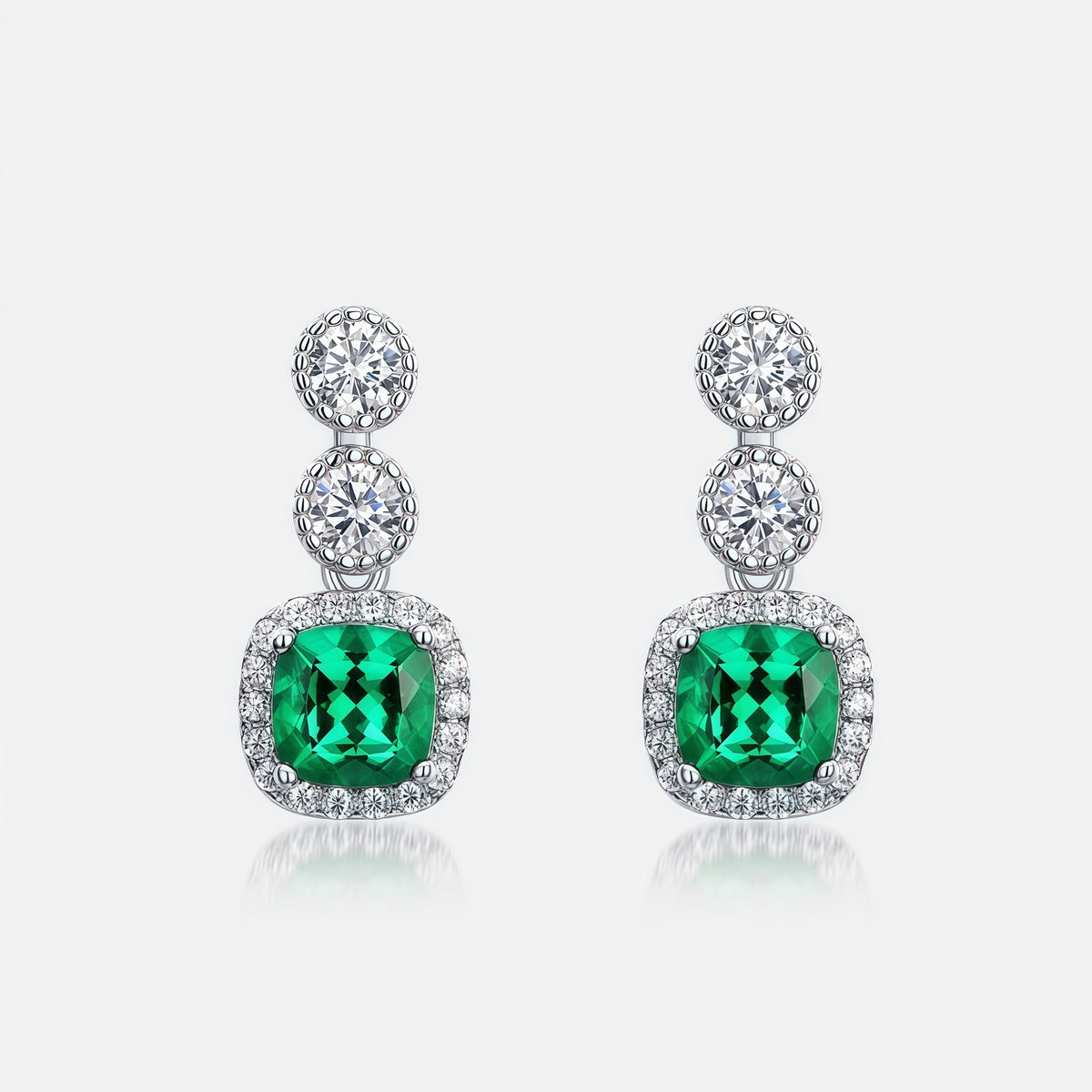 Sustainable 0.98CT Lab-Grown Emerald Geometric Earrings | S925 Silver - Dapaza Jewelry
