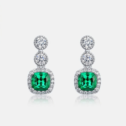 Sustainable 0.98CT Lab-Grown Emerald Geometric Earrings | S925 Silver - Dapaza Jewelry