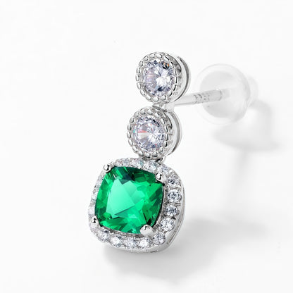 Sustainable 0.98CT Lab-Grown Emerald Geometric Earrings | S925 Silver - Dapaza Jewelry