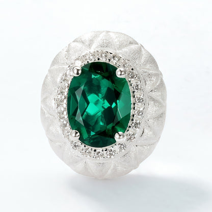 Premium Textured Geometry: Diamond-Pattern Engraved Emerald-Cut Emerald Stud Earrings | 925 Silver