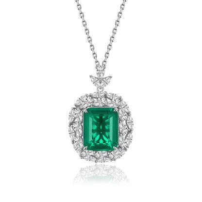 Premium Tropical Radiance: Paraiba-Blue Lab-Grown Emerald Pendant Necklace | 925 Silver