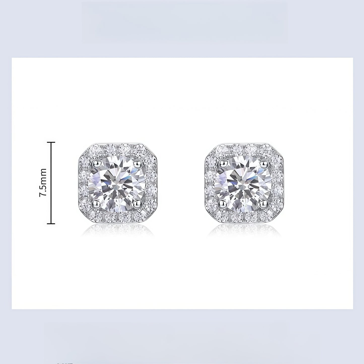 Lab-Grown Diamond Geometric Halo Stud Earrings - S925 Sterling Silver
