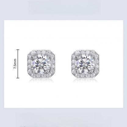 Lab-Grown Diamond Geometric Halo Stud Earrings - S925 Sterling Silver