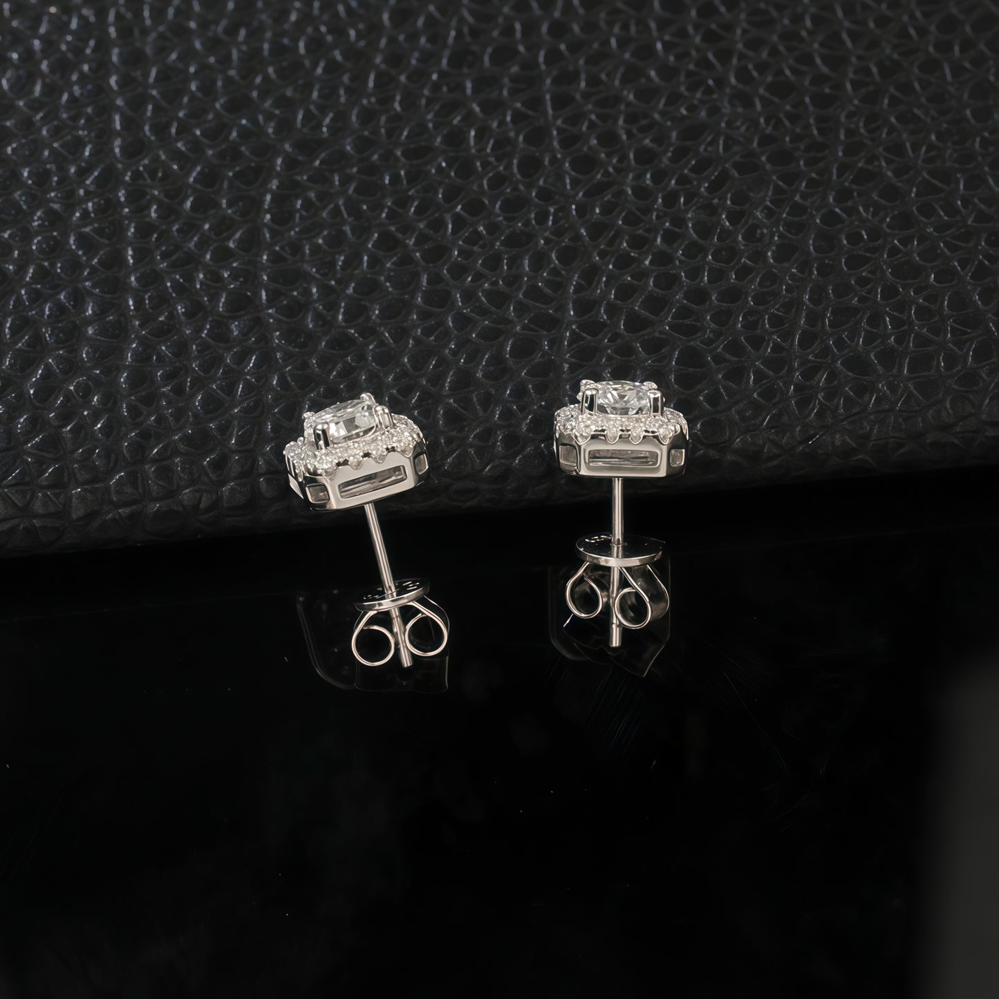 Lab-Grown Diamond Geometric Halo Stud Earrings - S925 Sterling Silver