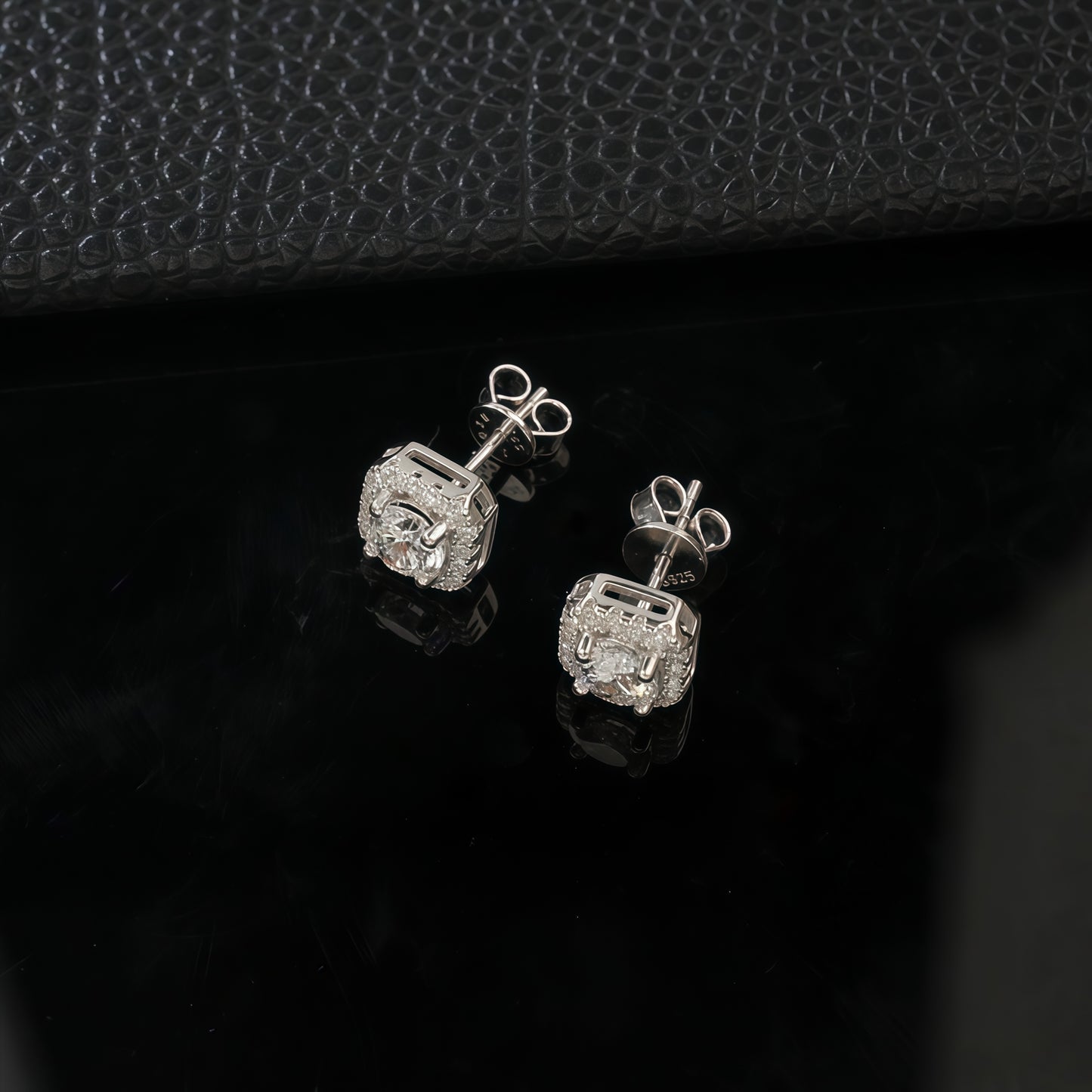 Lab-Grown Diamond Geometric Halo Stud Earrings - S925 Sterling Silver