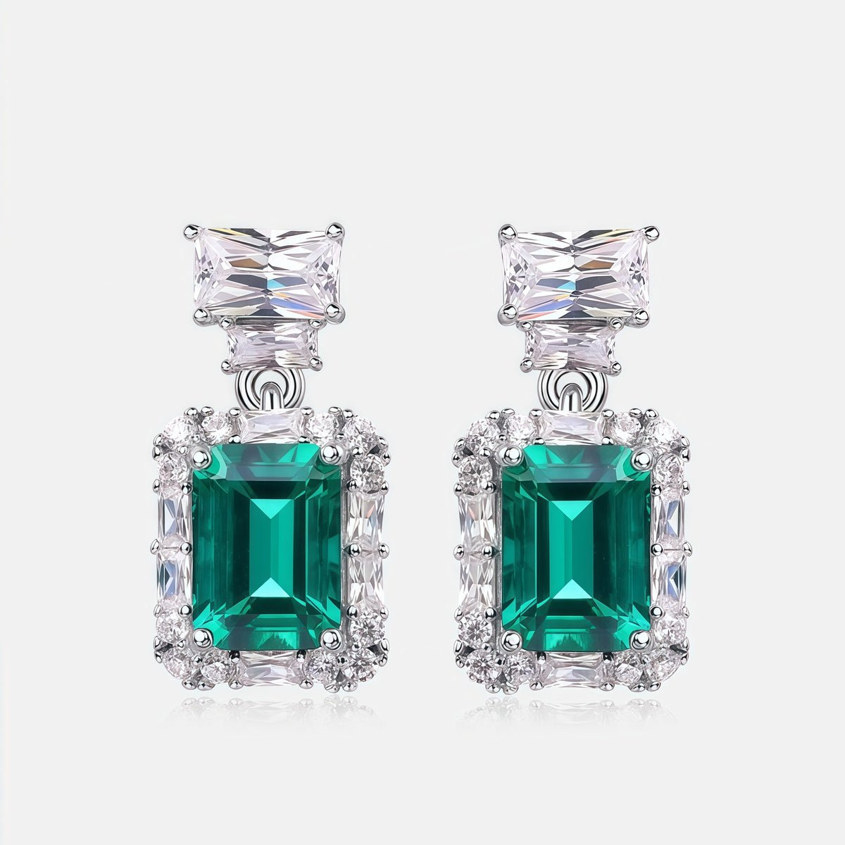 Premium Versatile Radiance: Lab-Grown Emerald & Gemstone Cluster Drop Earrings | 925 Silver