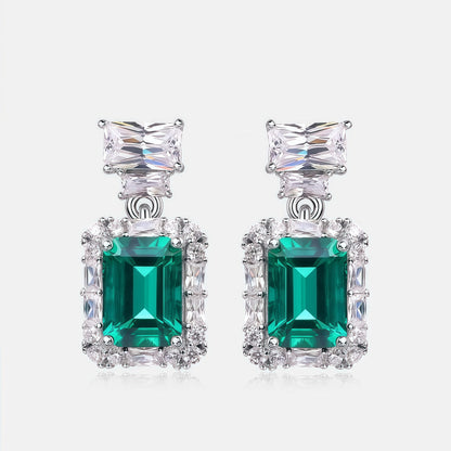 Premium Versatile Radiance: Lab-Grown Emerald & Gemstone Cluster Drop Earrings | 925 Silver