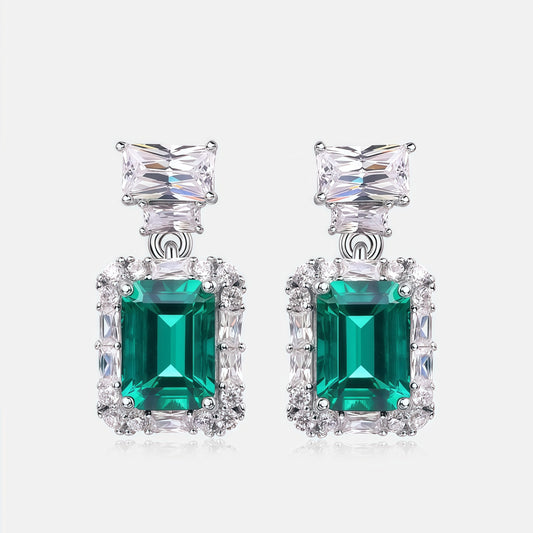 Versatile Radiance: Lab-Grown Emerald & Gemstone Cluster Drop Earrings | 925 Silver
