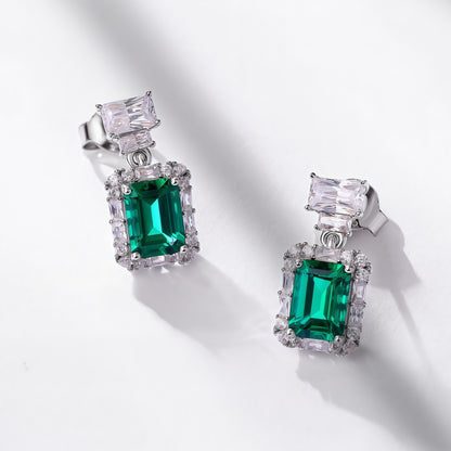 Premium Versatile Radiance: Lab-Grown Emerald & Gemstone Cluster Drop Earrings | 925 Silver
