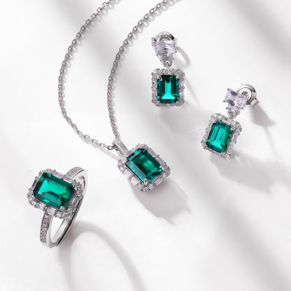 Premium Versatile Radiance: Lab-Grown Emerald & Gemstone Cluster Drop Earrings | 925 Silver