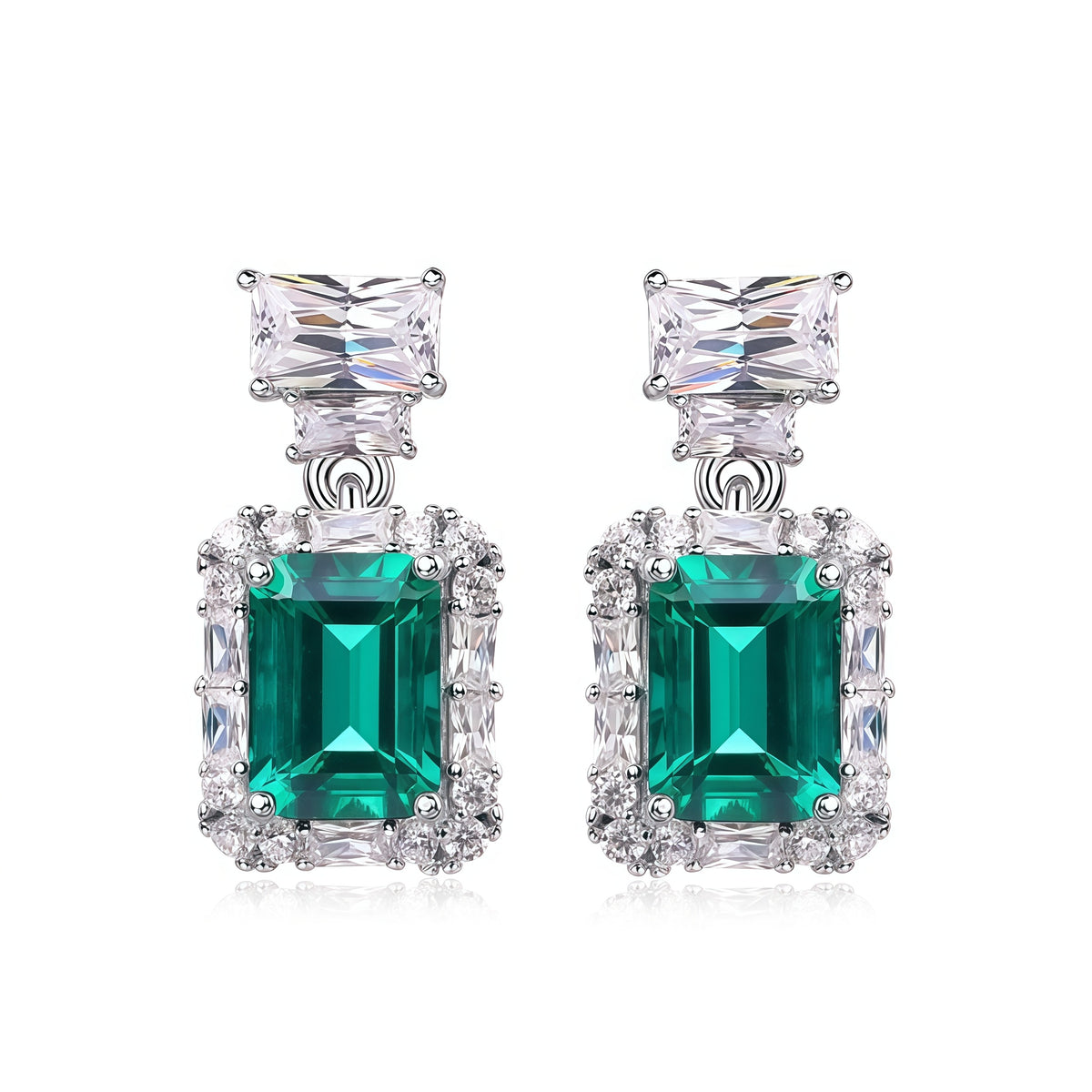 Premium Versatile Radiance: Lab-Grown Emerald & Gemstone Cluster Drop Earrings | 925 Silver