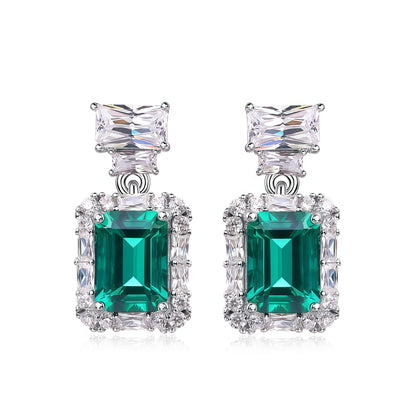 Premium Versatile Radiance: Lab-Grown Emerald & Gemstone Cluster Drop Earrings | 925 Silver