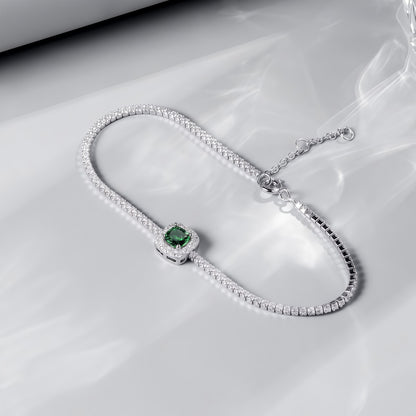 Premium Vintage Deco: Emerald-Cut Lab-Grown Emerald Tennis Bracelet | 925 Silver