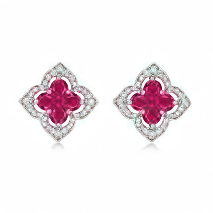 Premium Vintage Palace: Hollow Clover Lab-Grown Emerald Earrings | 14K Gold Plated 925 Silver