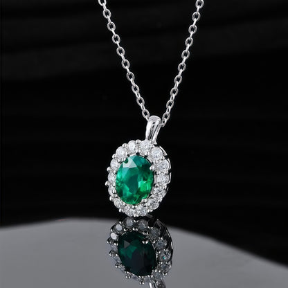 Vintage Style Lab-Grown Emerald Square Pendant Necklace - Dapaza