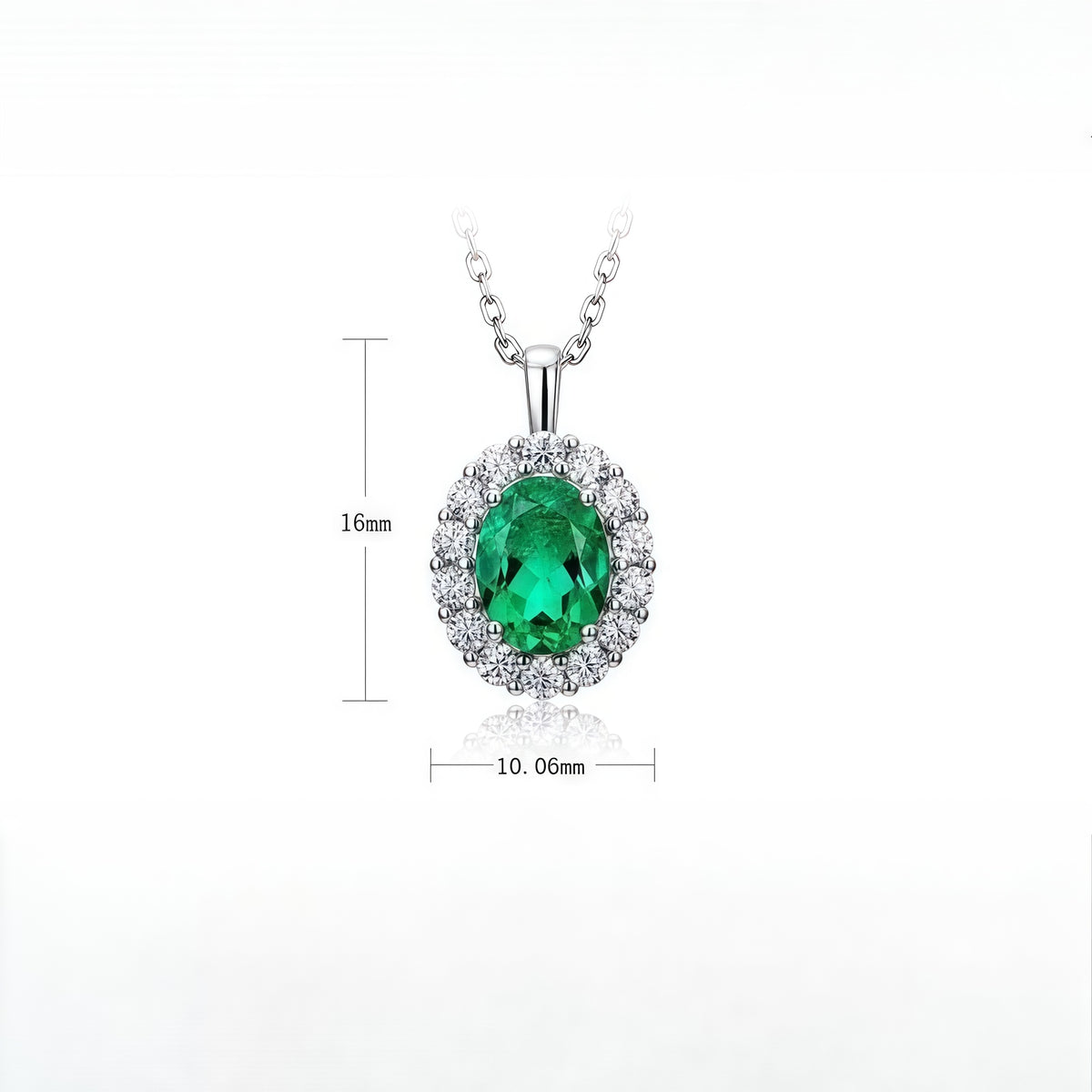 Vintage Style Lab-Grown Emerald Square Pendant Necklace - Dapaza