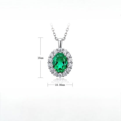 Vintage Style Lab-Grown Emerald Square Pendant Necklace - Dapaza