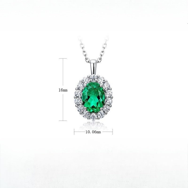 Vintage Style Lab-Grown Emerald Square Pendant Necklace - Dapaza