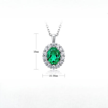 Vintage Style Lab-Grown Emerald Square Pendant Necklace - Dapaza