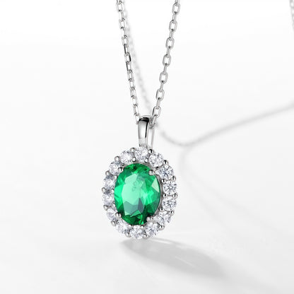 Vintage Style Lab-Grown Emerald Square Pendant Necklace - Dapaza
