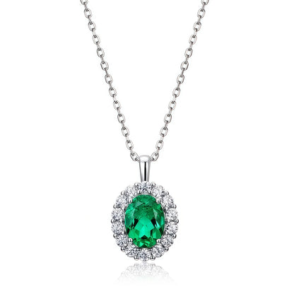 Vintage Style Lab-Grown Emerald Square Pendant Necklace - Dapaza