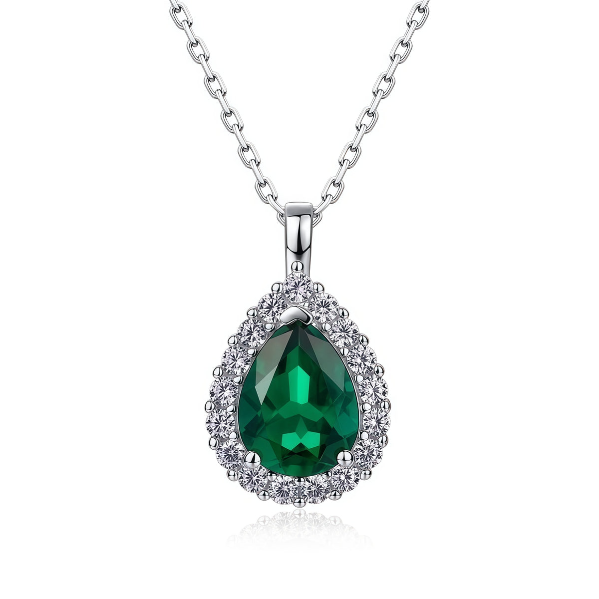 Vintage Style Lab-Grown Emerald Square Pendant Necklace - Dapaza
