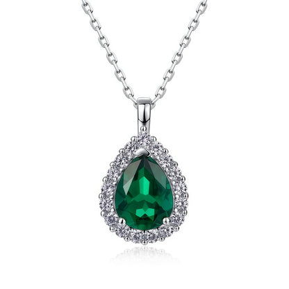Vintage Style Lab-Grown Emerald Square Pendant Necklace - Dapaza