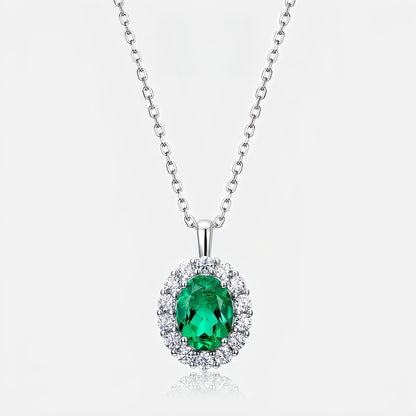 Vintage Style Lab-Grown Emerald Square Pendant Necklace - Dapaza