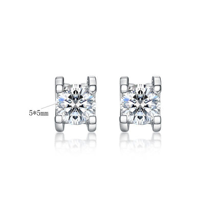 Classic Moissanite Bull Setting Stud Earrings - S925 Sterling Silver